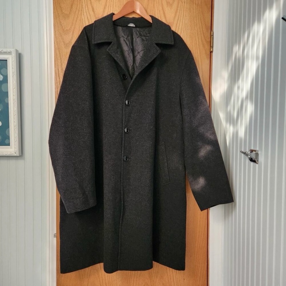 Mark Shale Tallia Uomo Vintage Men's Black Pure Wool Coat